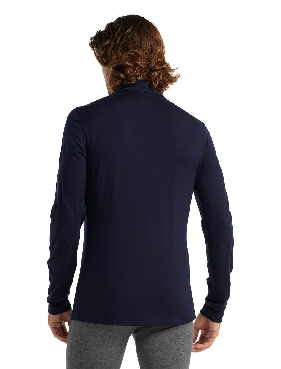 Icebreaker Merino 200 Oasis Long Sleeve Half Zip Thermal Top Miesten Base Layers Laivastonsininen | FI 1359OKIR